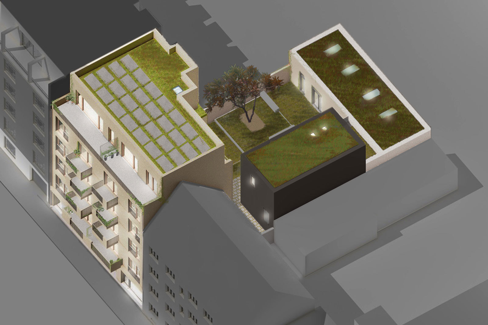 Cafe Wandstruktur Goldene Fahnen